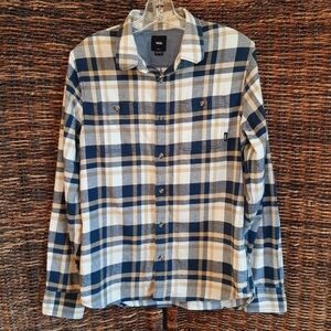 Vans Men's Small Blue Tailored Fit Plaid Flannel Shirt Skater Soft Fall Neutral